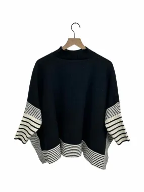 CHIC WISH BLK/GRY/WHT STRIPES Women Size L/XL Sweater