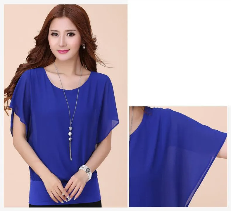 CHIFFON BLOUSE WITH BATWING SLEEVES