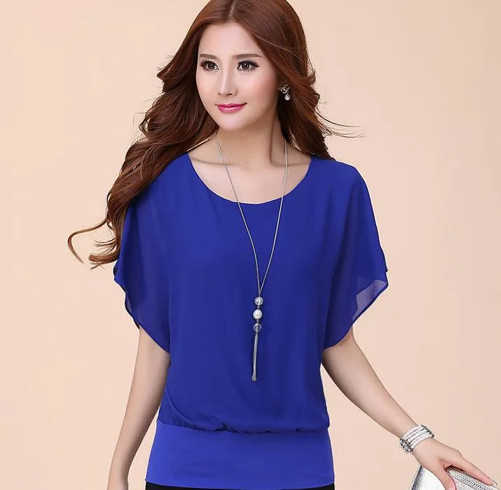 CHIFFON BLOUSE WITH BATWING SLEEVES