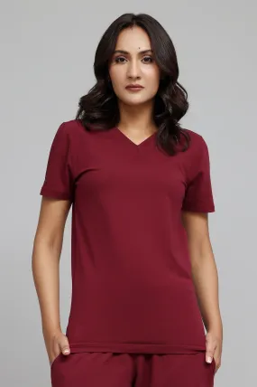 CLASSIC V-NECK TEE-MAROON