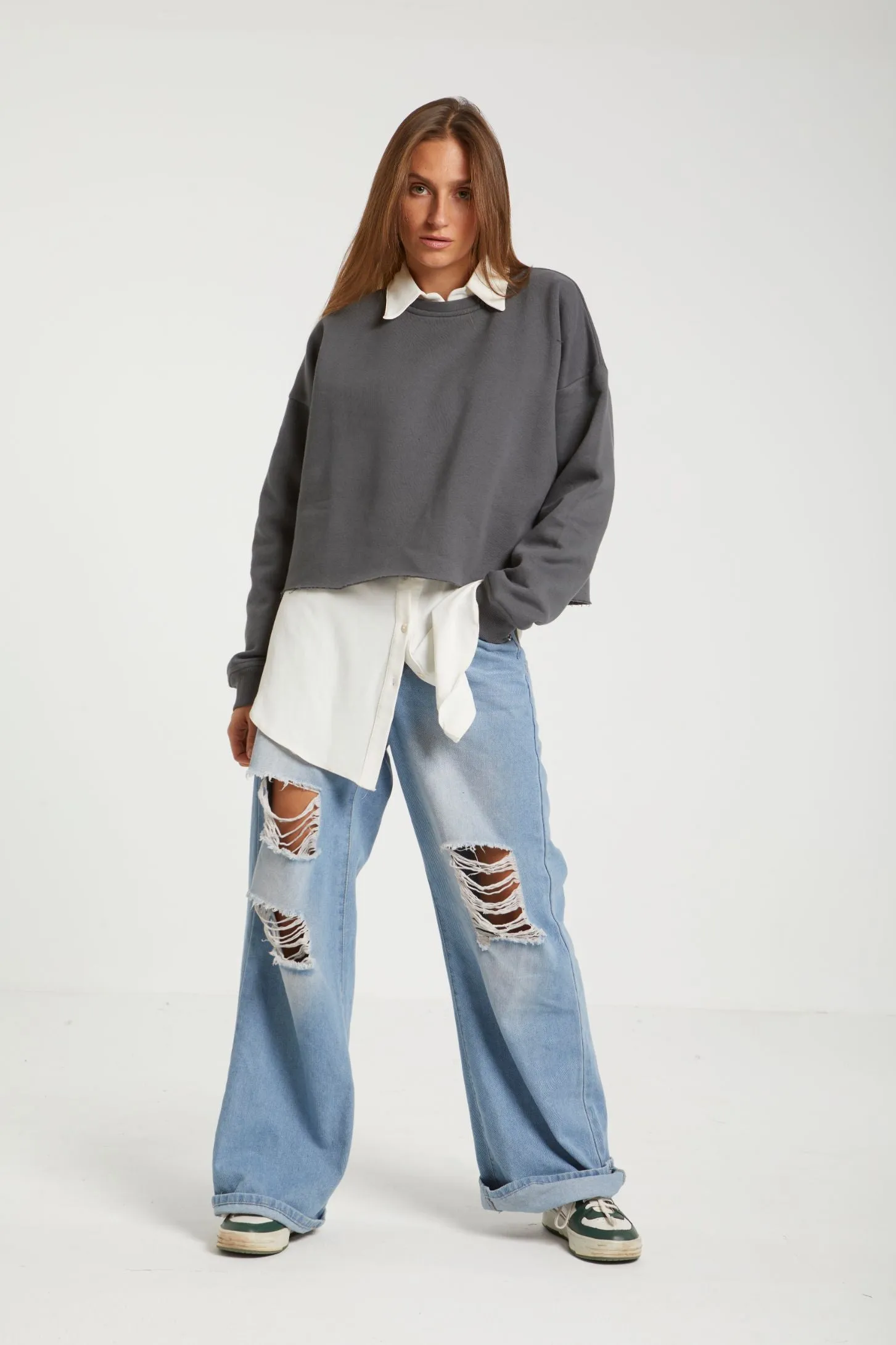 CROPPED ULTIMATE SWEATSHIRT - GREY