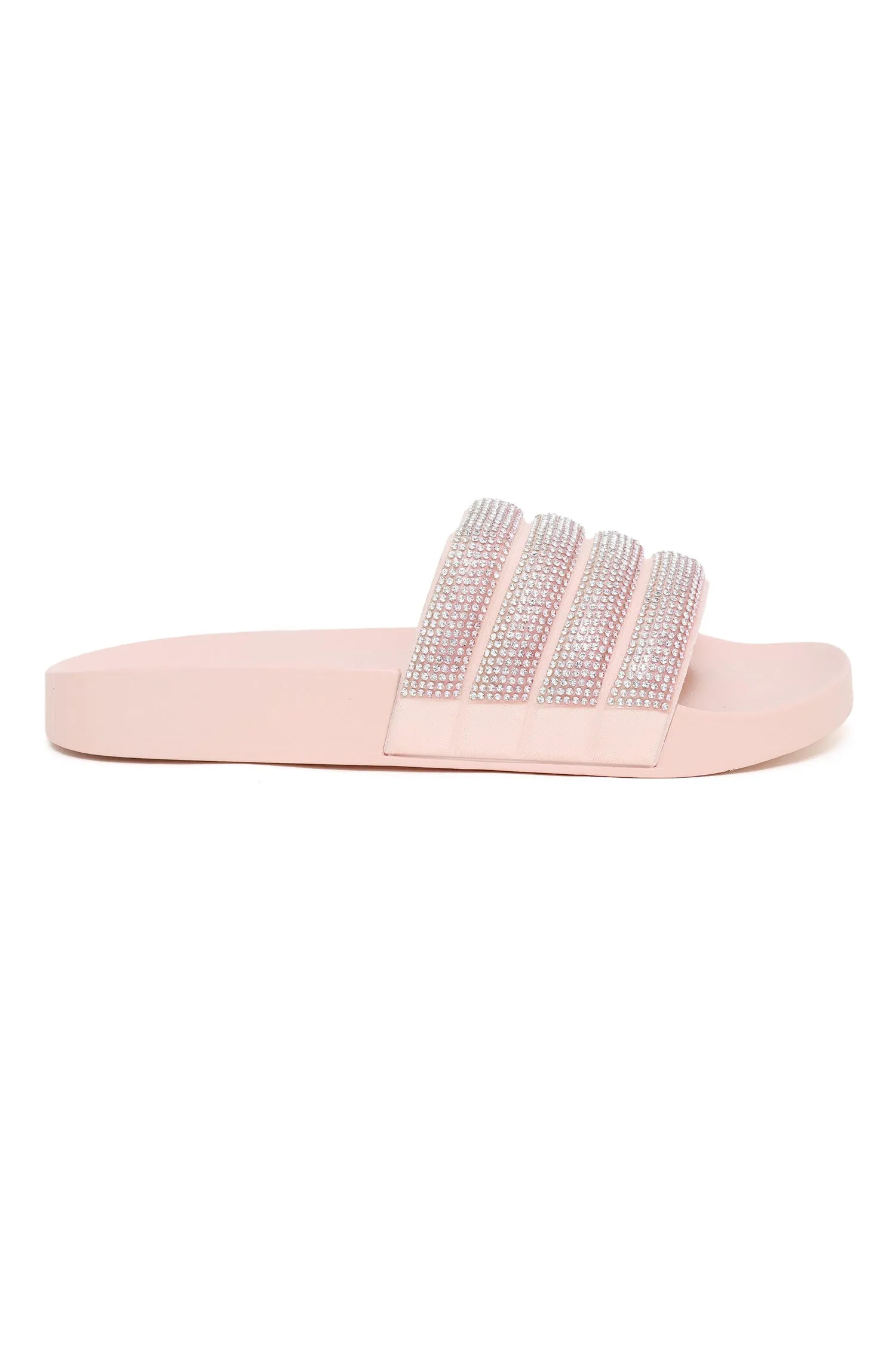 DIAMANTE STRAP SLIDES-PINK