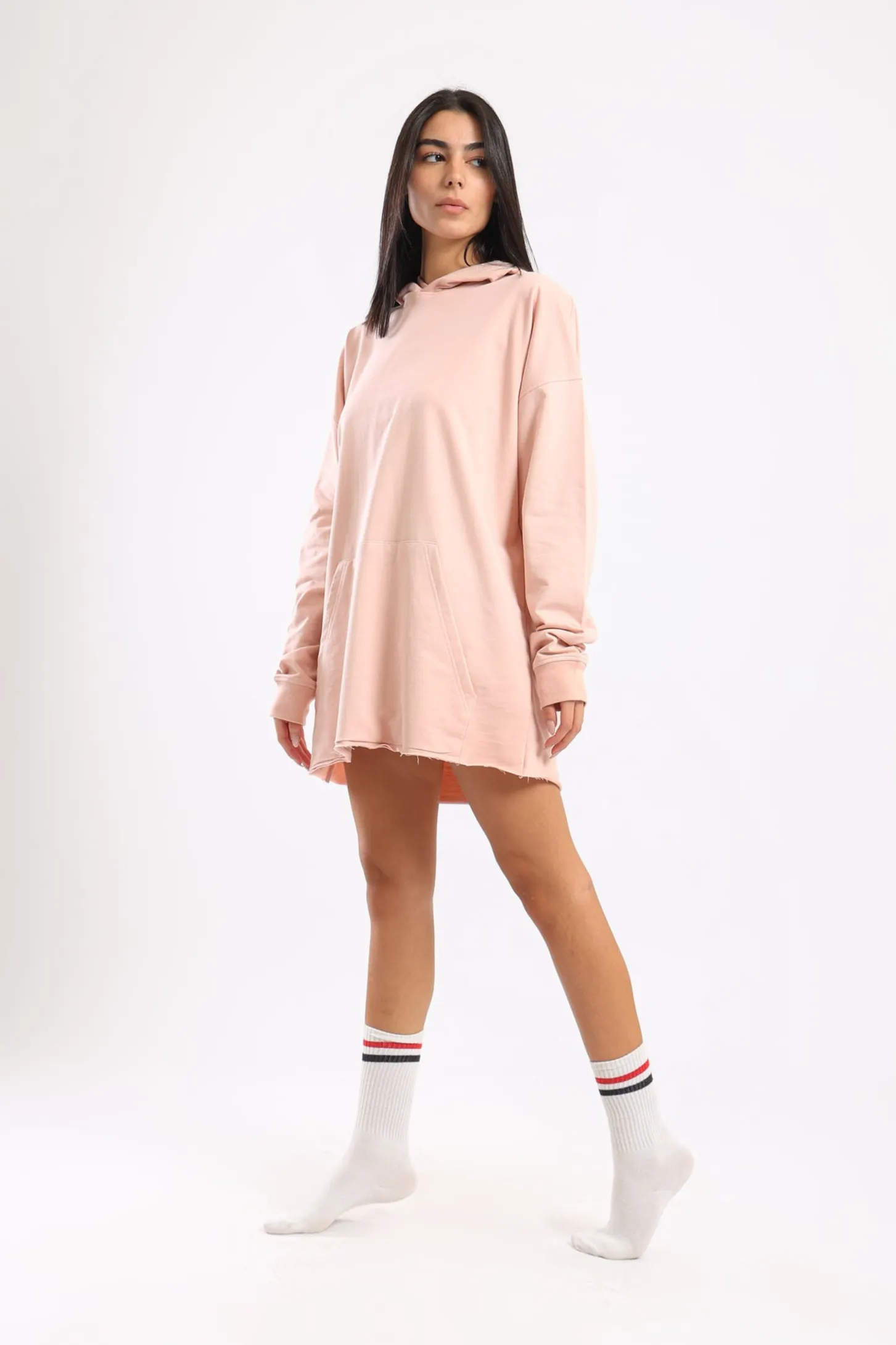 EASY DAY OVERSIZED HOODIE DRESS - BLUSH