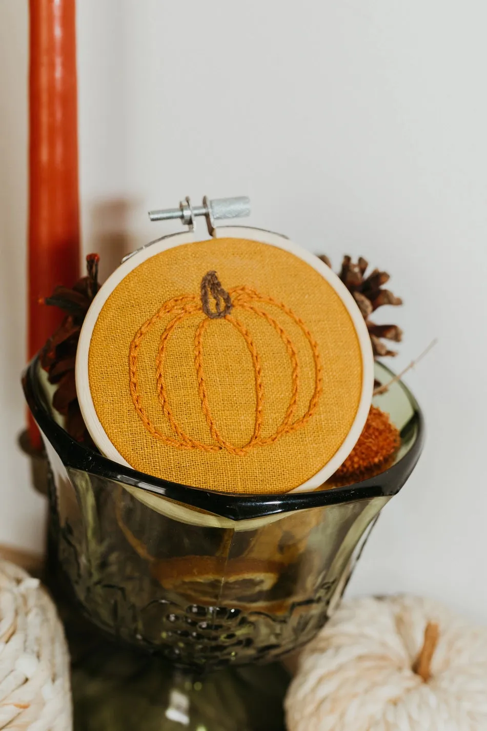 Embroidered Pumpkin Hoop