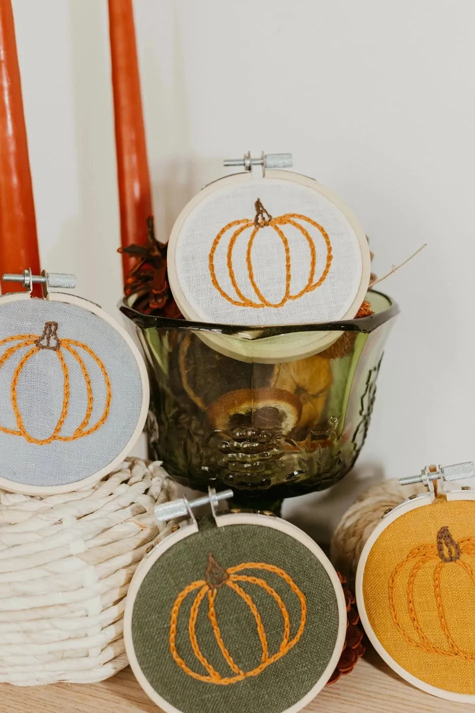 Embroidered Pumpkin Hoop