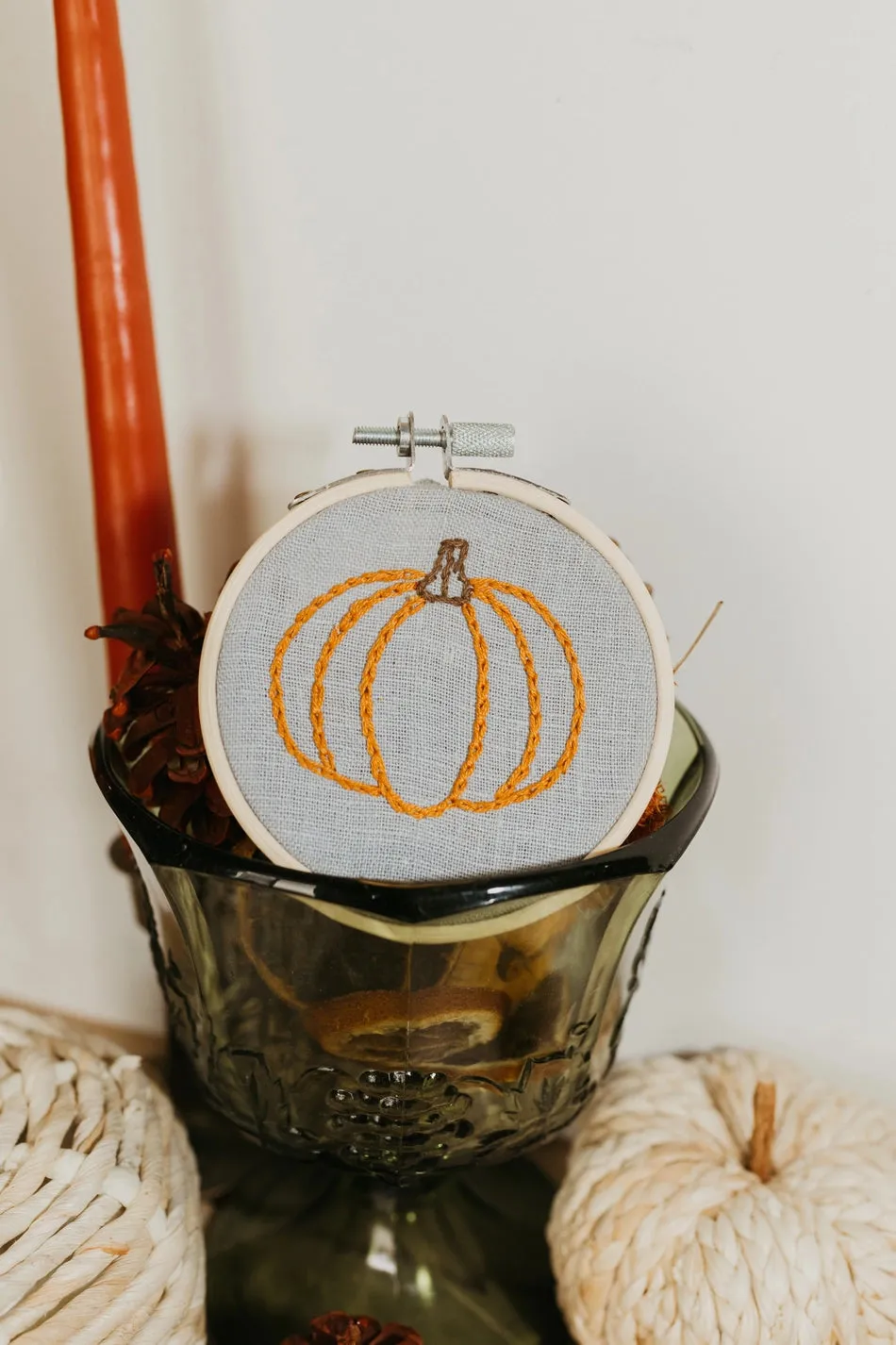 Embroidered Pumpkin Hoop