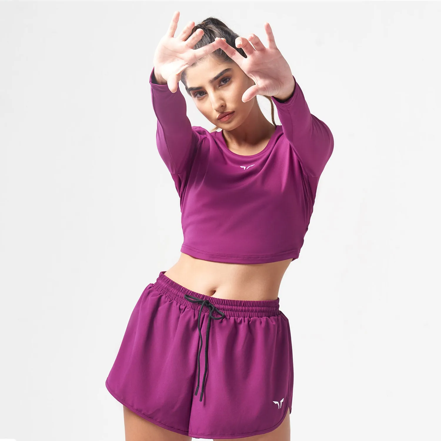 Essential Full Sleeves Crop Top - Dark Purple