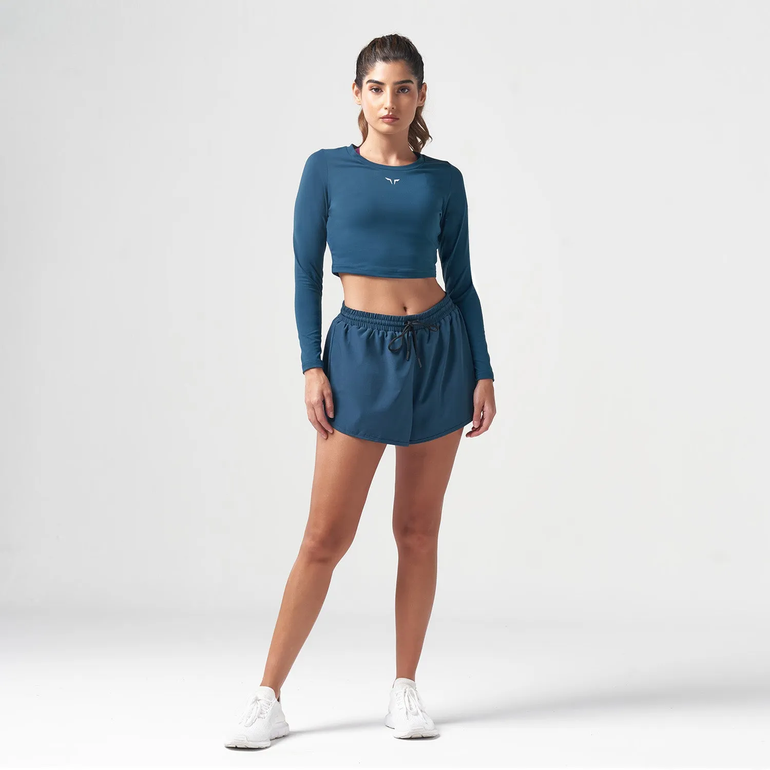 Essential Full Sleeves Crop Top - Teal