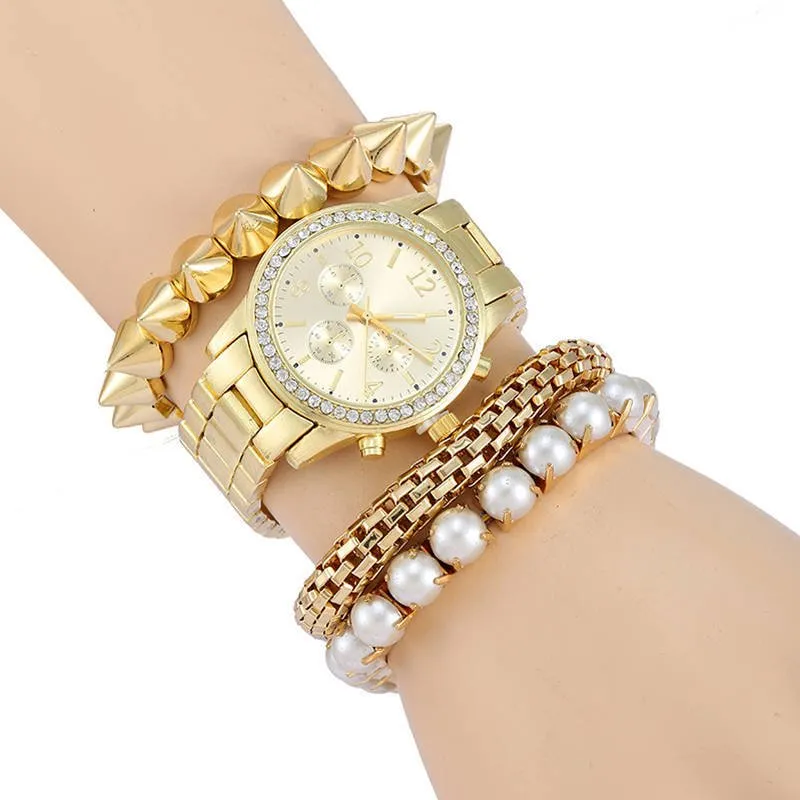 Fashion quartz watch set for women, Boutique Trends Geneva style watch