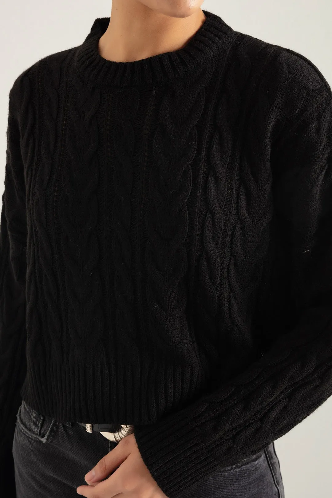 Female Bicycle Collar Braided Knitwear Sweater