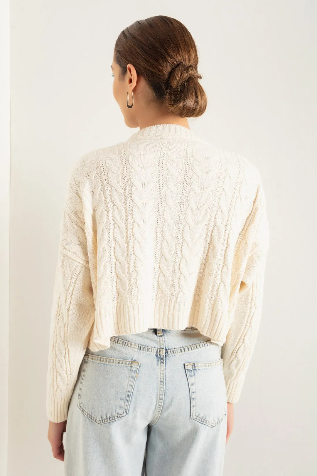 Female Bicycle Collar Braided Knitwear Sweater