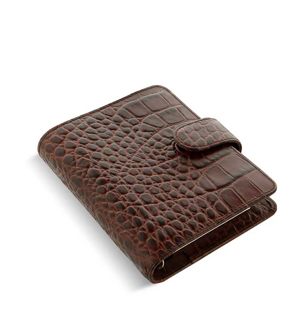 Filofax Classic Croc Print Pocket Chestnut Leather Organizer Agenda 2024