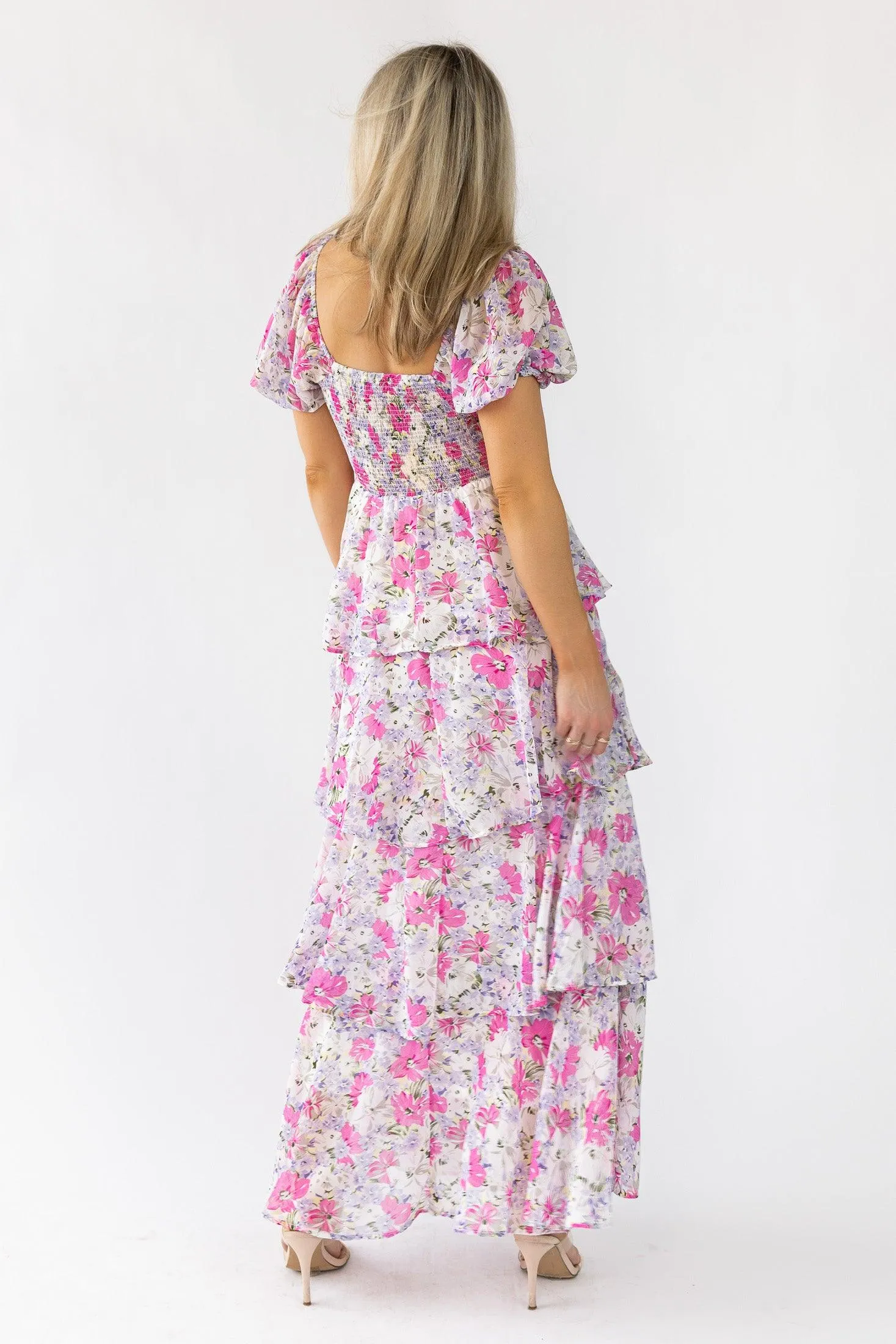 Garden Goddess Pink Floral Maxi Dress