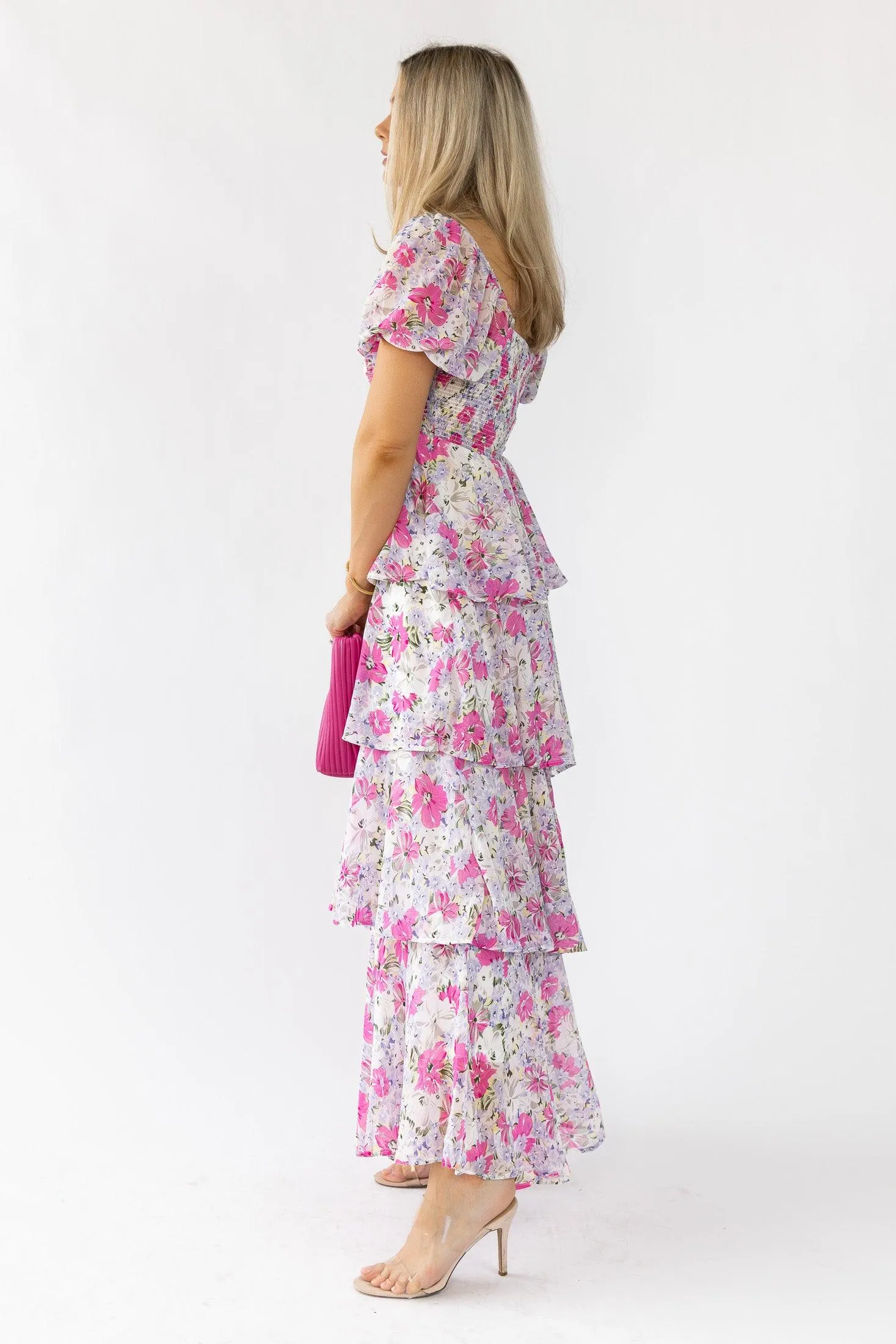 Garden Goddess Pink Floral Maxi Dress