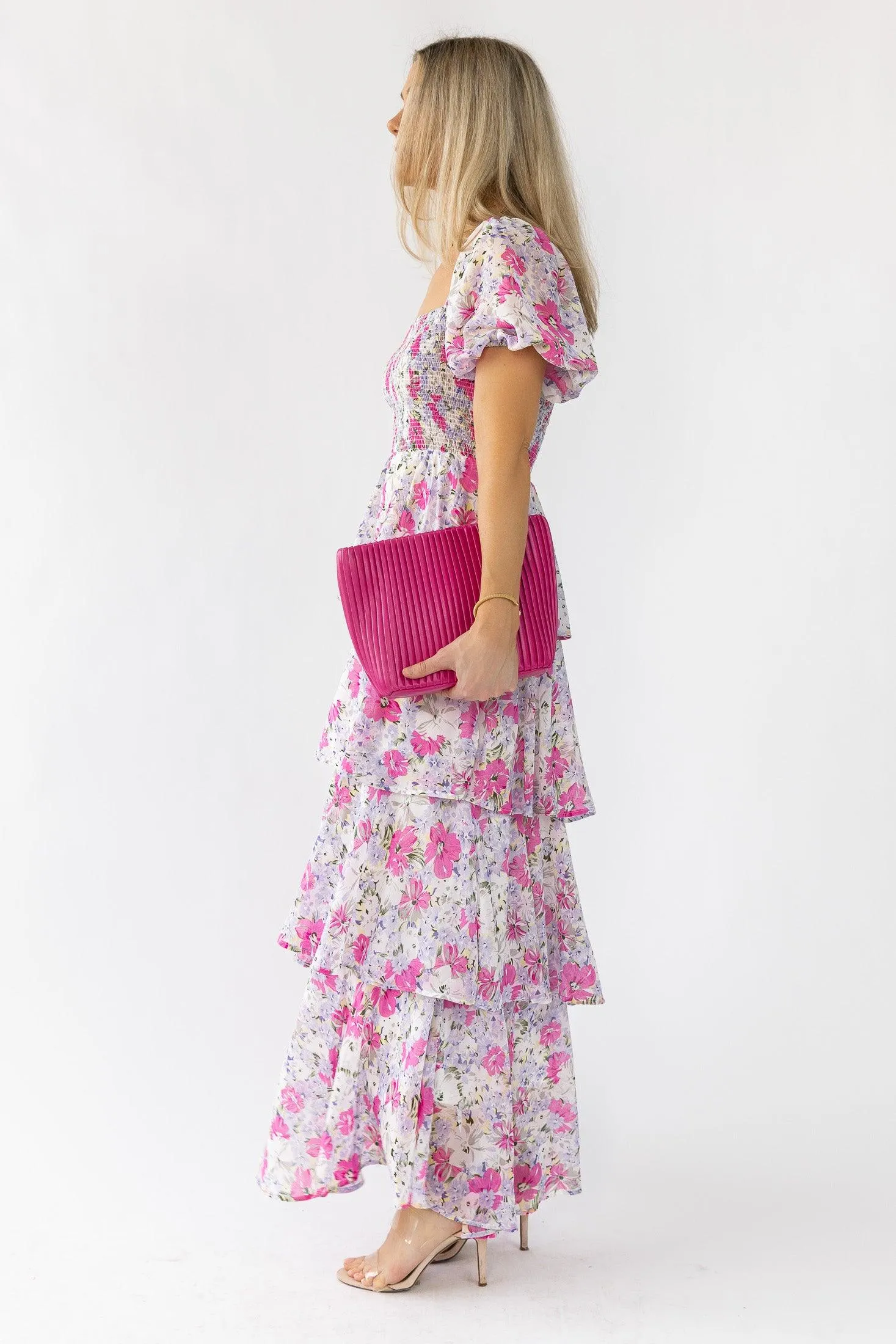 Garden Goddess Pink Floral Maxi Dress