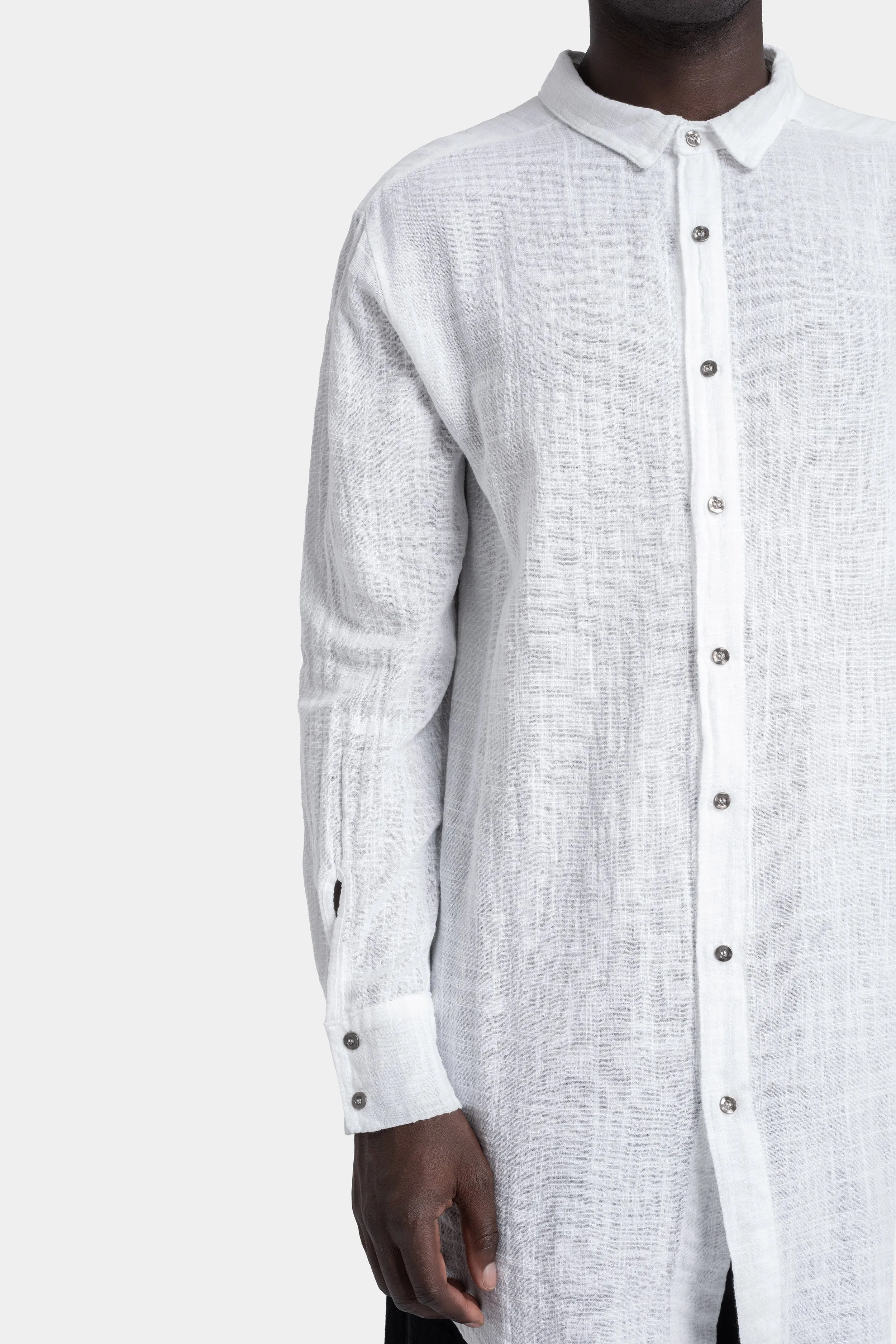 Gauze cotton long shirt, White