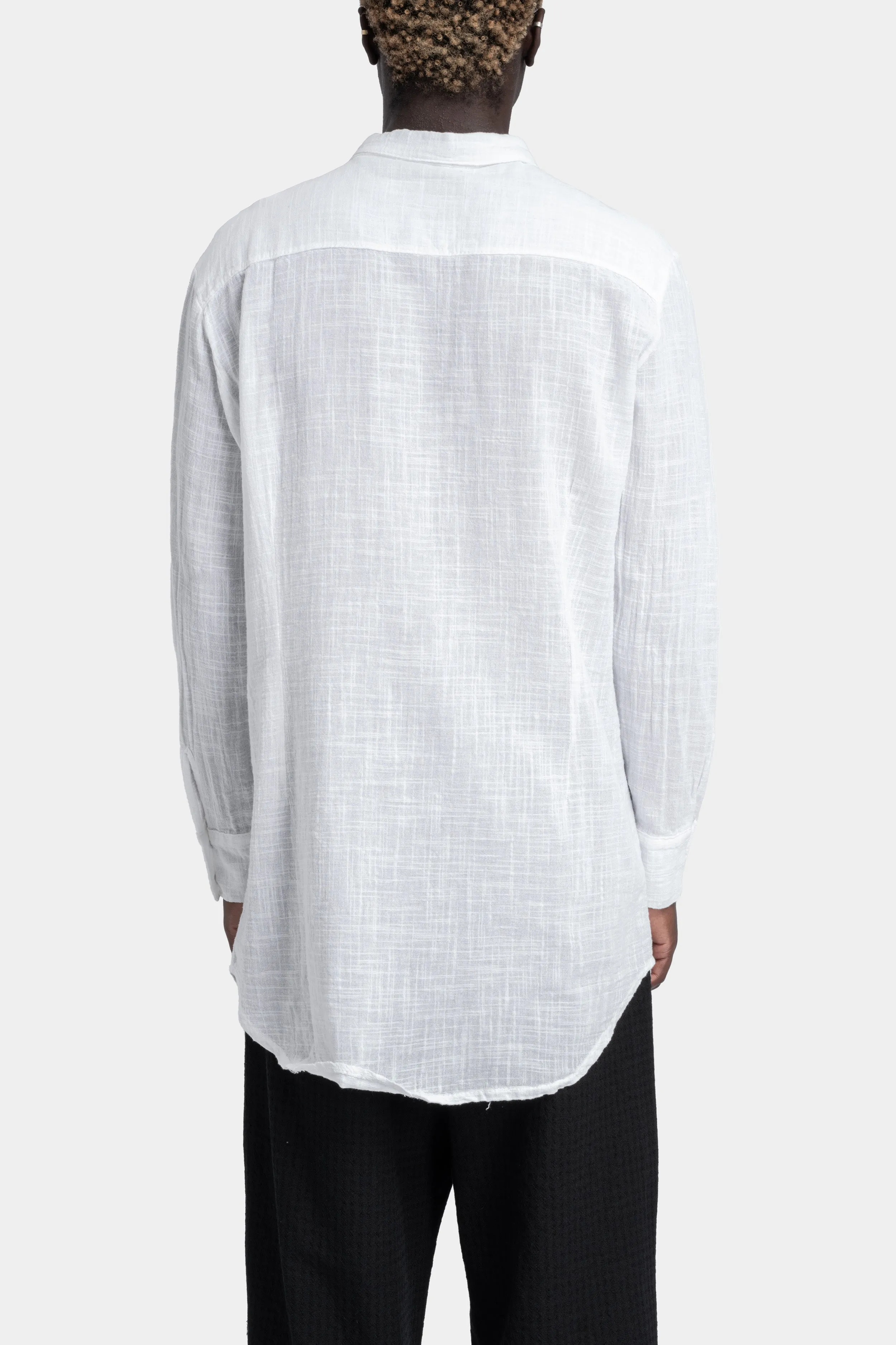 Gauze cotton long shirt, White