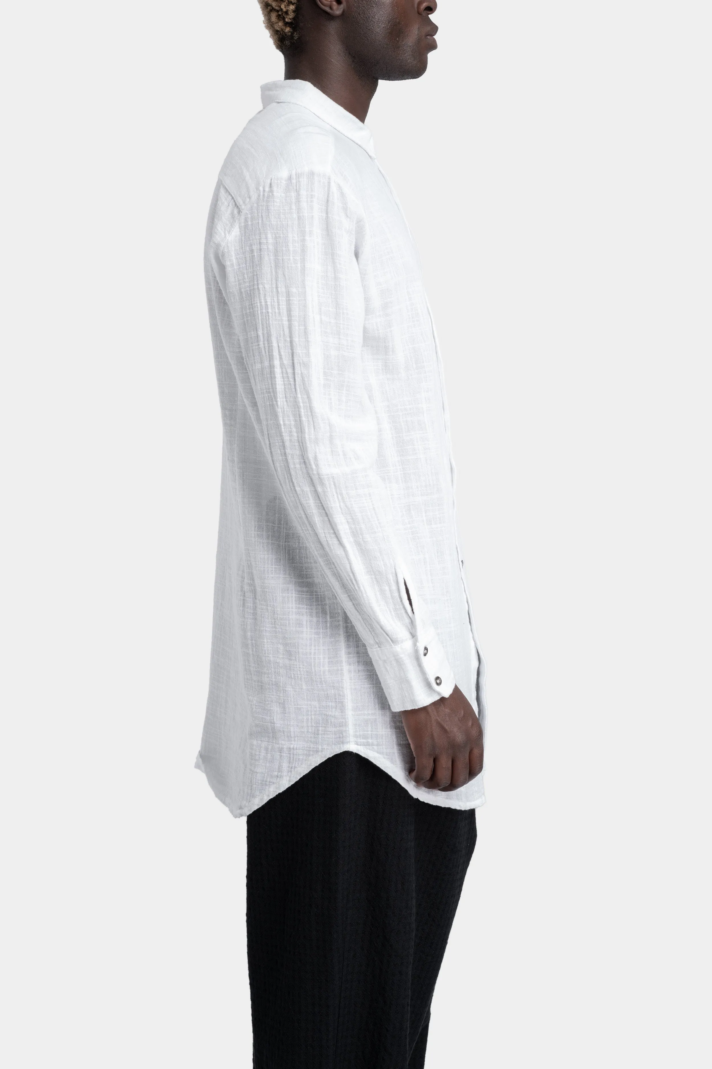 Gauze cotton long shirt, White