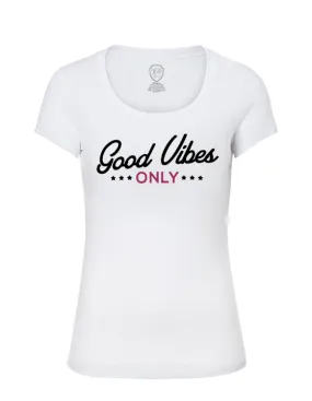 Good Vibes Only Ladies T-shirt  Summer Beach Top Stylish RB Design Tee Shirt WD233 Pink