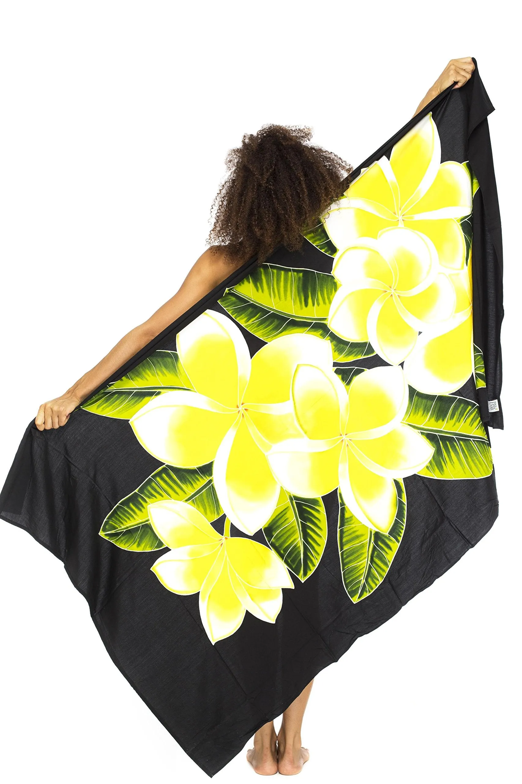 Hand Painted Paleo Sarong Wrap Skirt with Coconut Clip