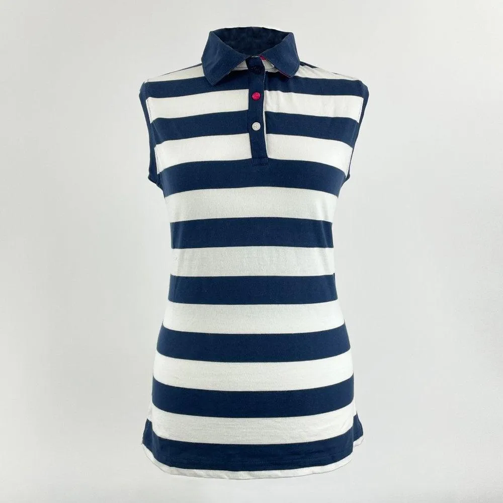 Hazy Blue Womens Sleeveless Polo Shirt - Minnie