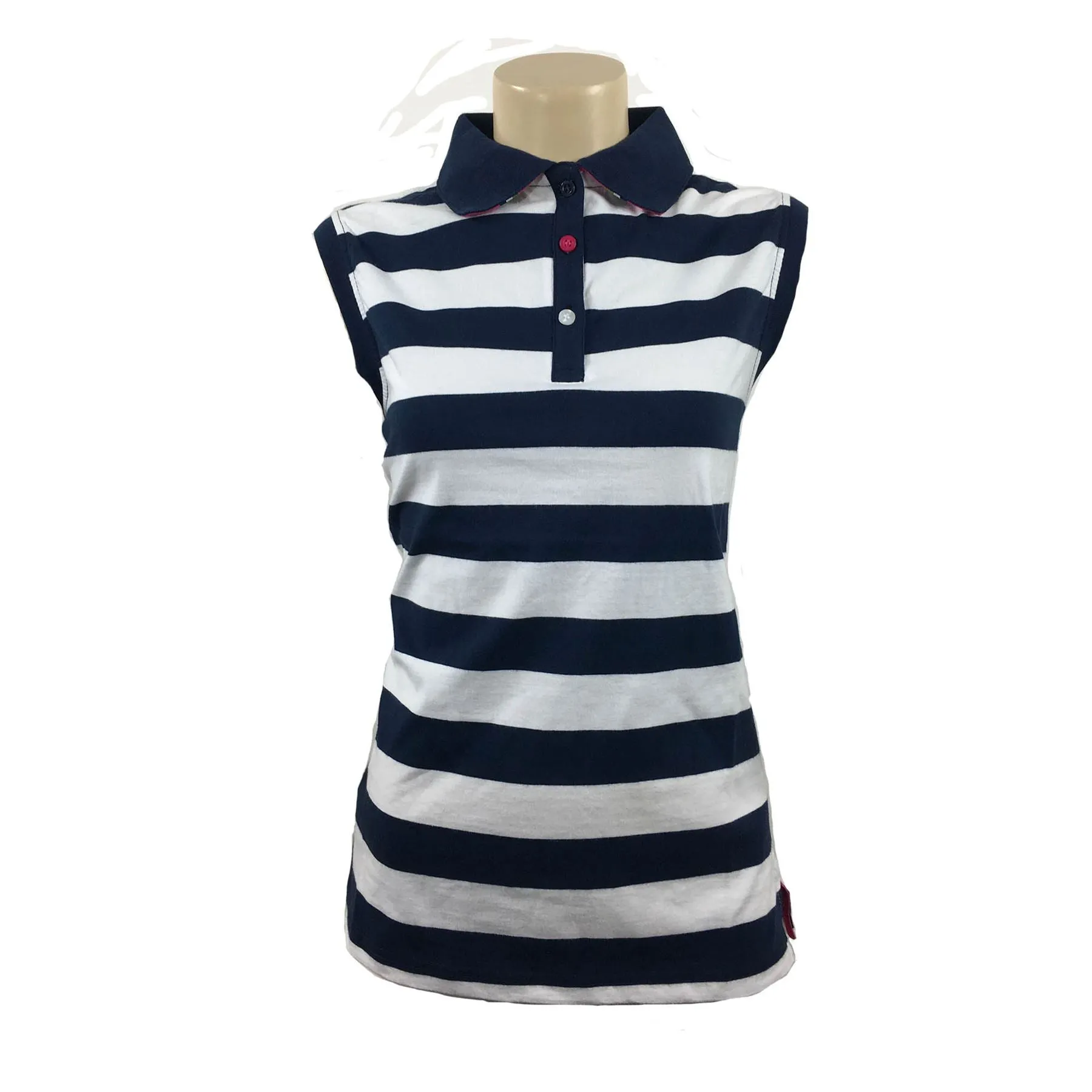 Hazy Blue Womens Sleeveless Polo Shirt - Minnie