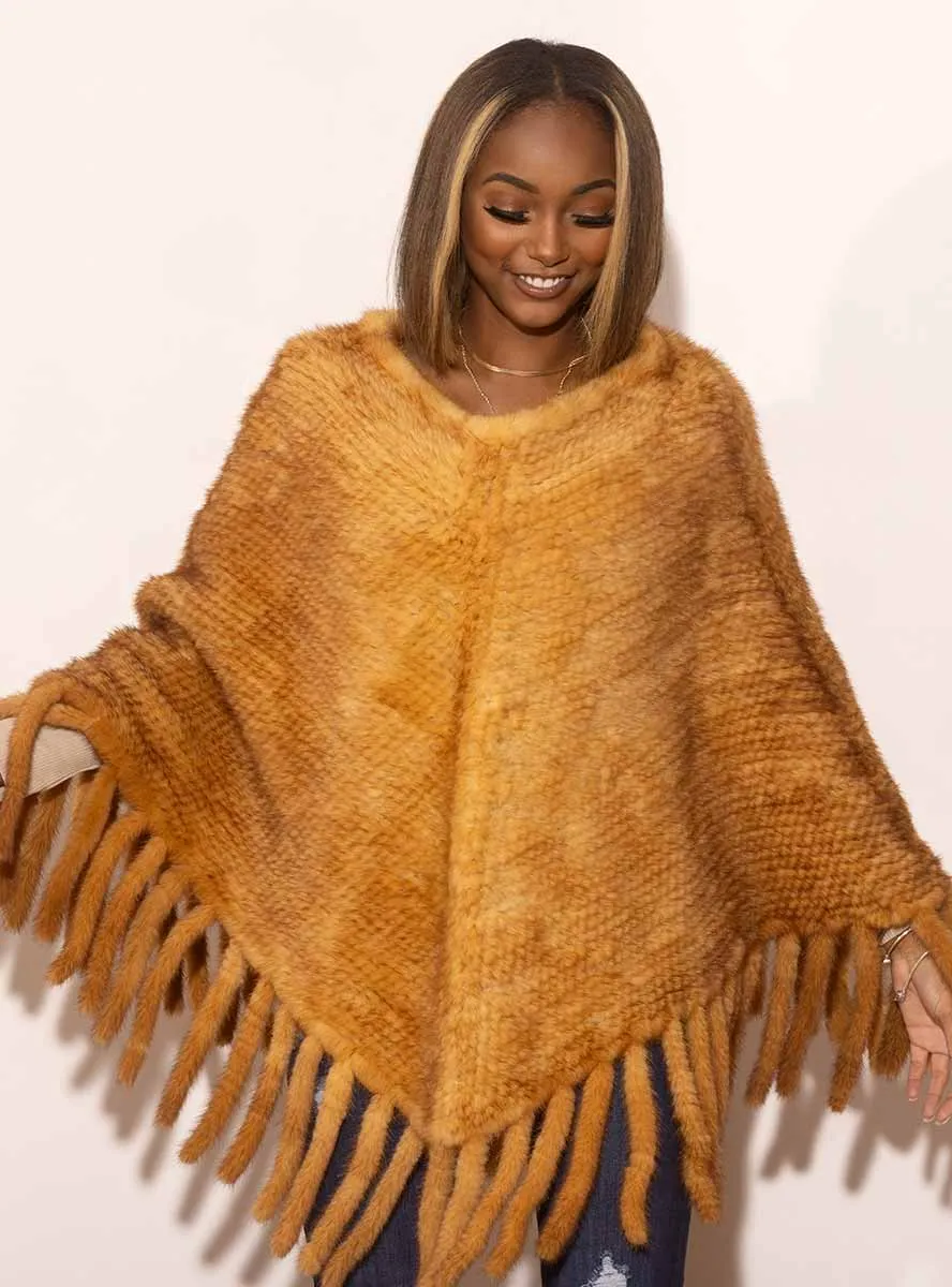 Knitted Mink Fur Poncho