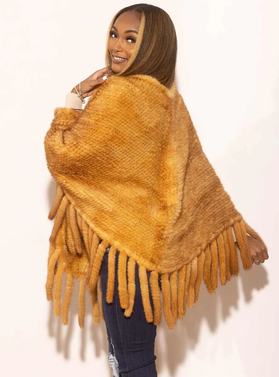 Knitted Mink Fur Poncho