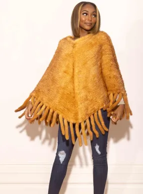 Knitted Mink Fur Poncho