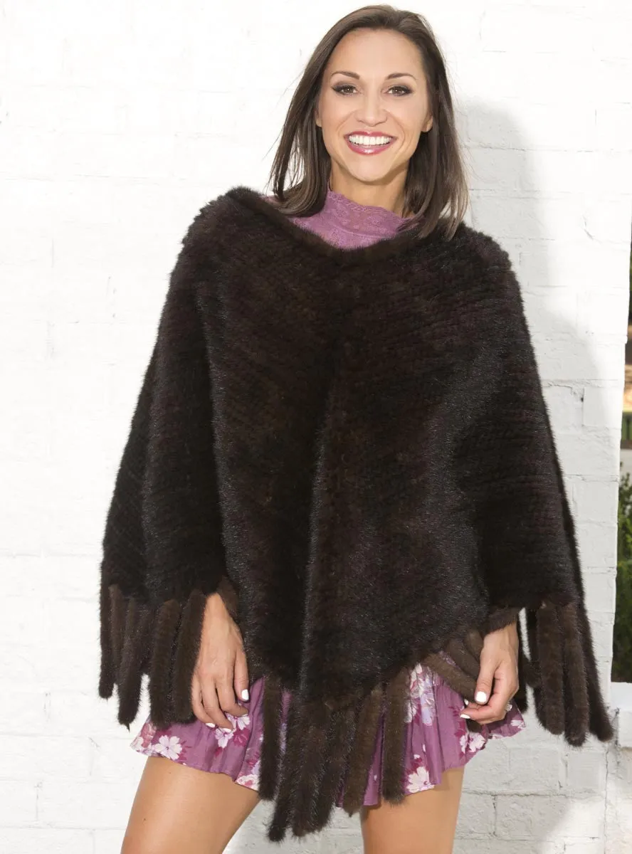 Knitted Mink Fur Poncho