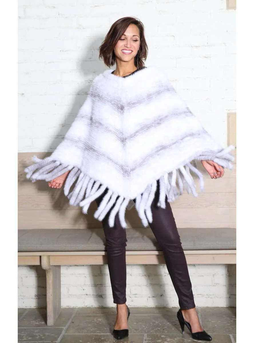 Knitted Mink Fur Poncho