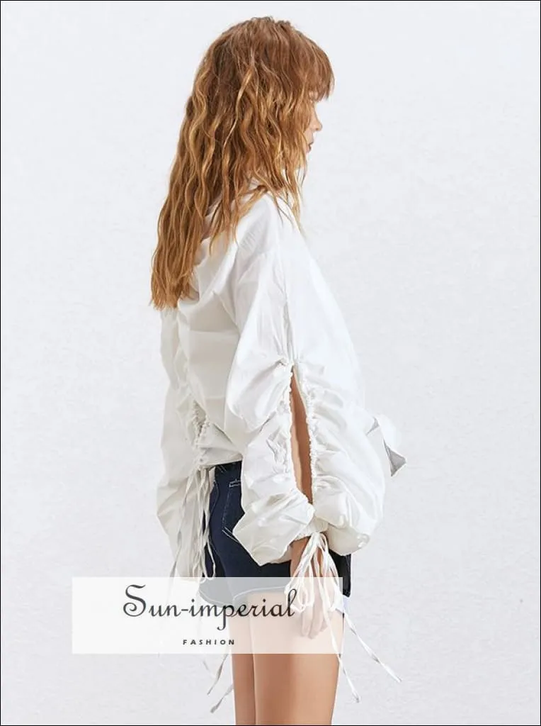 Mabel top - Lantern Sleeve Backless Casual Women Blouse