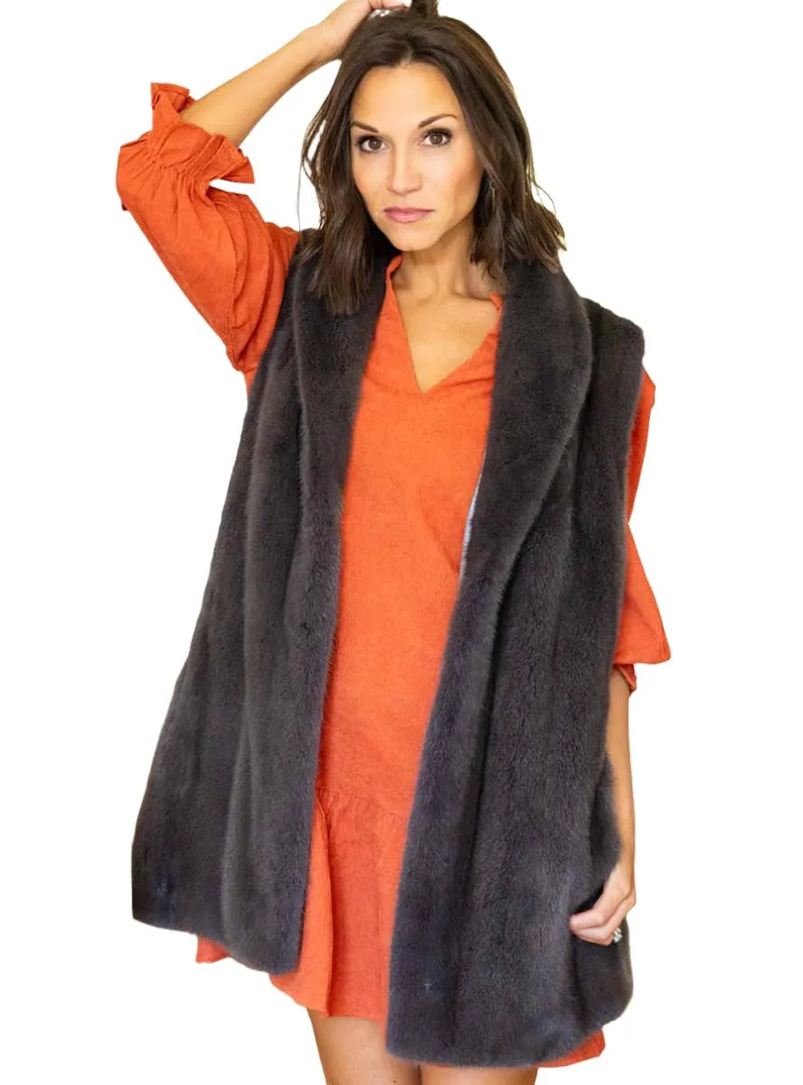 Mink Fur Vest with Shawl Collar