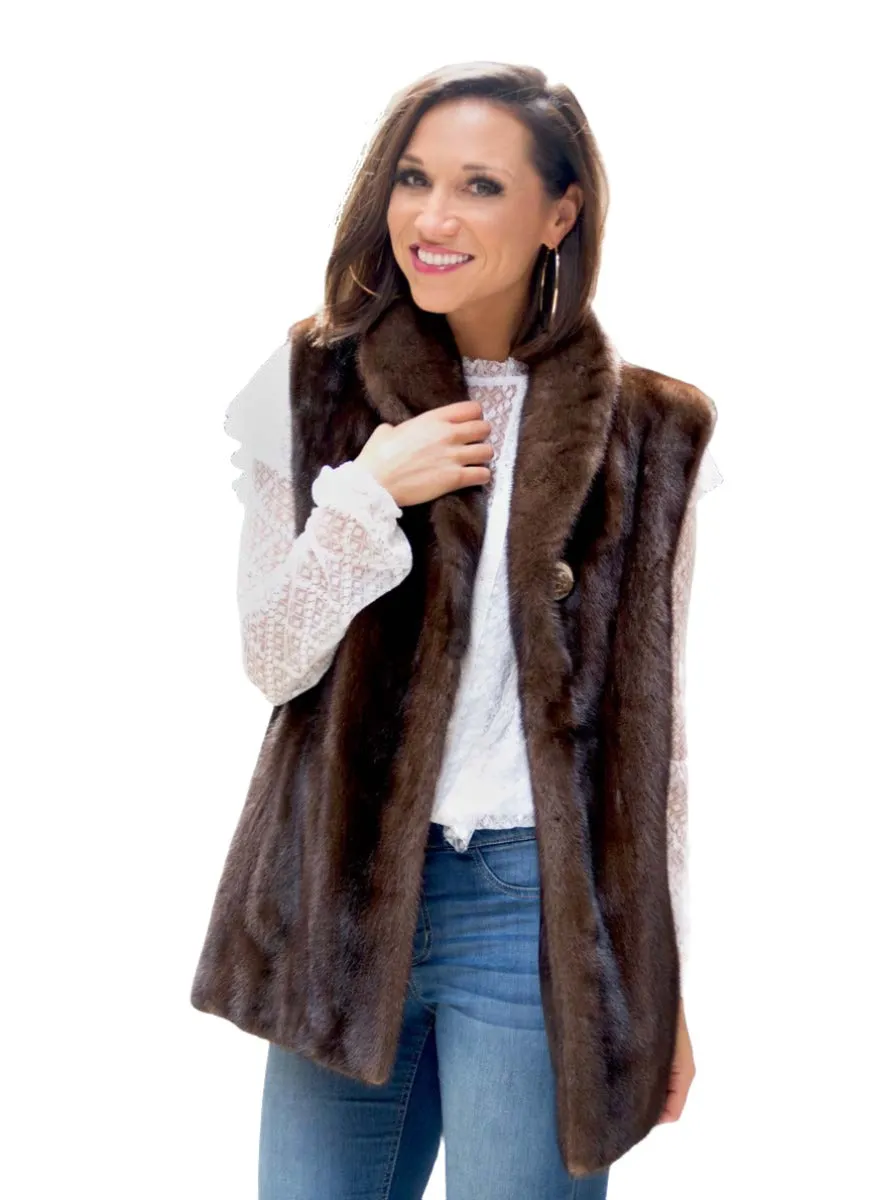 Mink Fur Vest with Shawl Collar