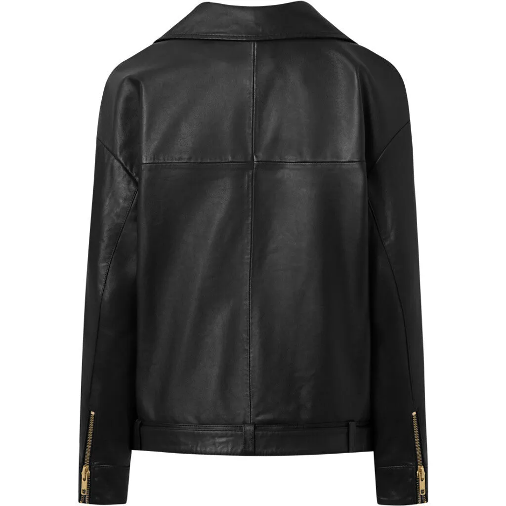 Nana leather biker jacket in nice and soft quality / 50736 - Black (Nero)