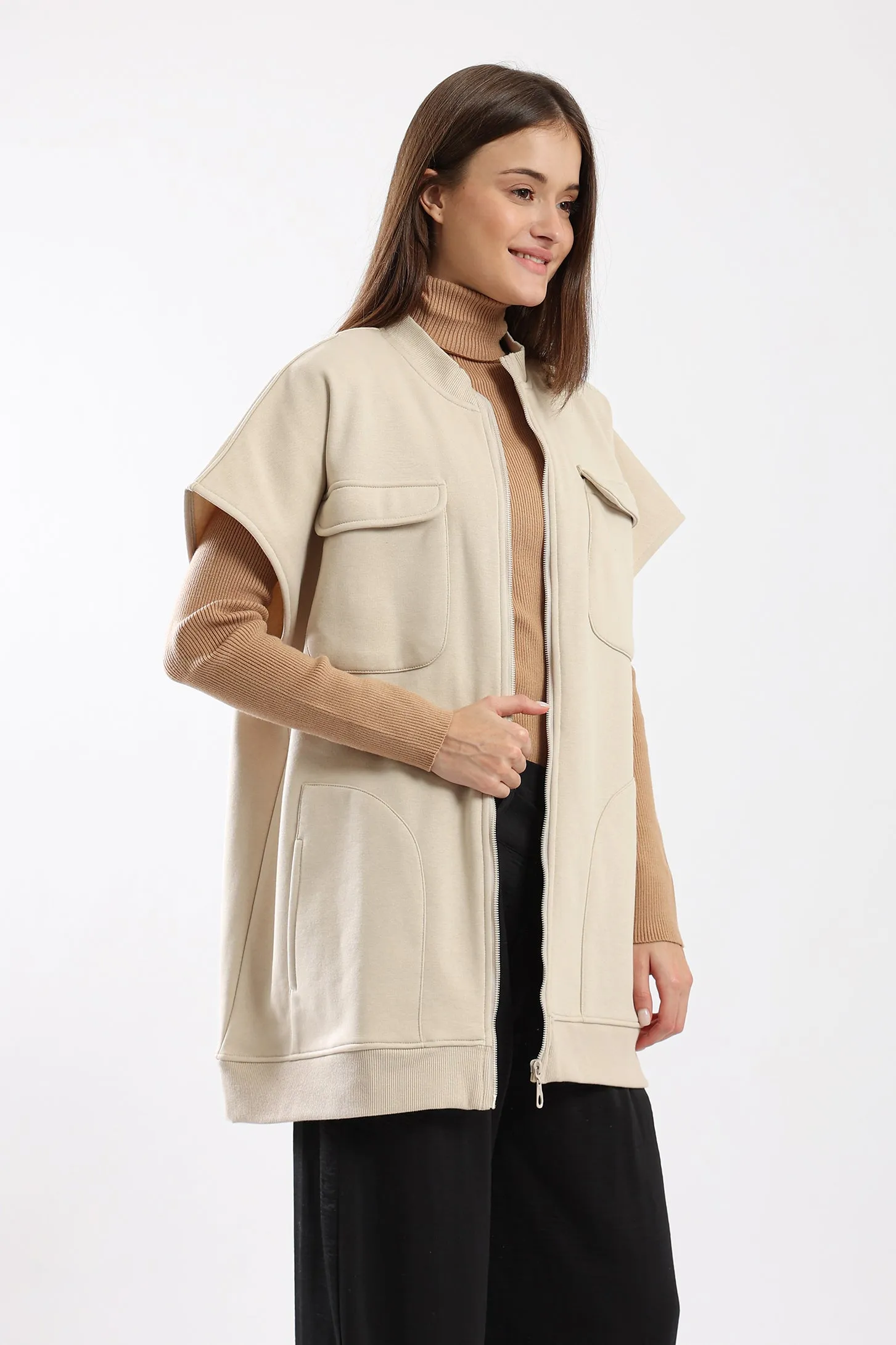 OVERSIZED VEST - BEIGE