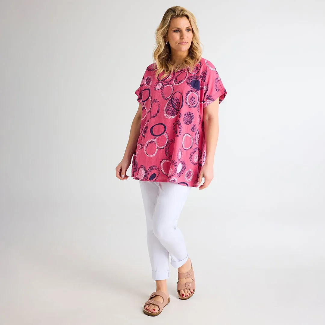 Pink Circle Print Cotton Top