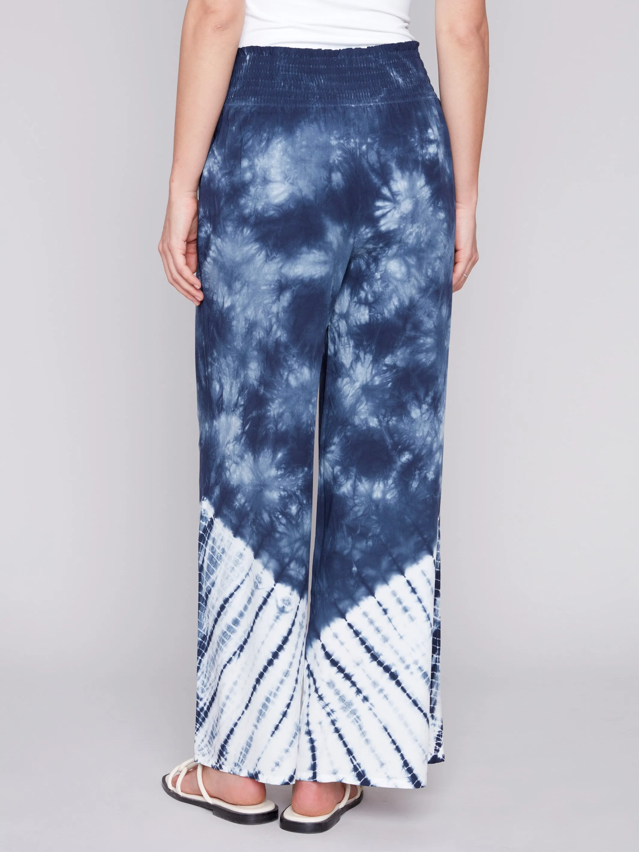 Printed Flowy Palazzo Pants - Navy