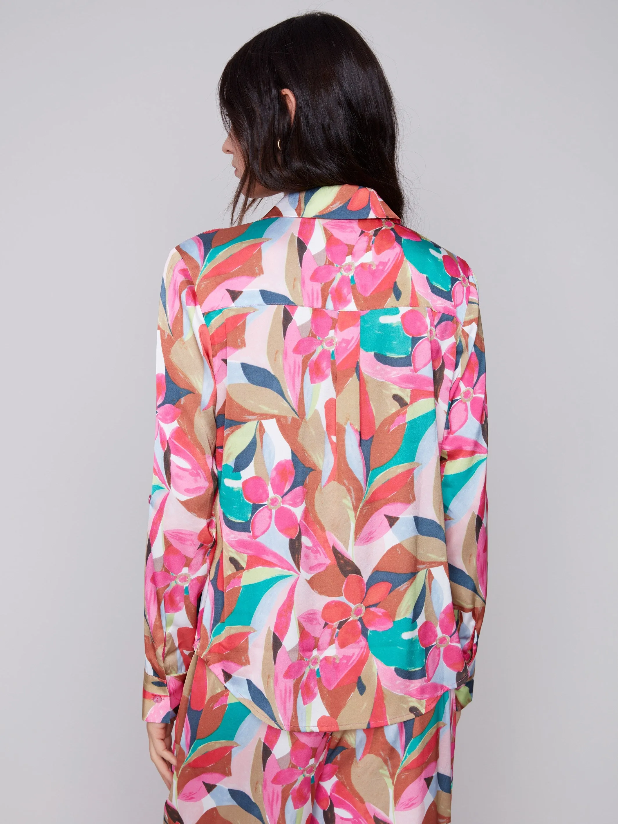 Printed Satin Shirt - Flora