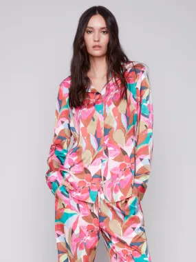 Printed Satin Shirt - Flora