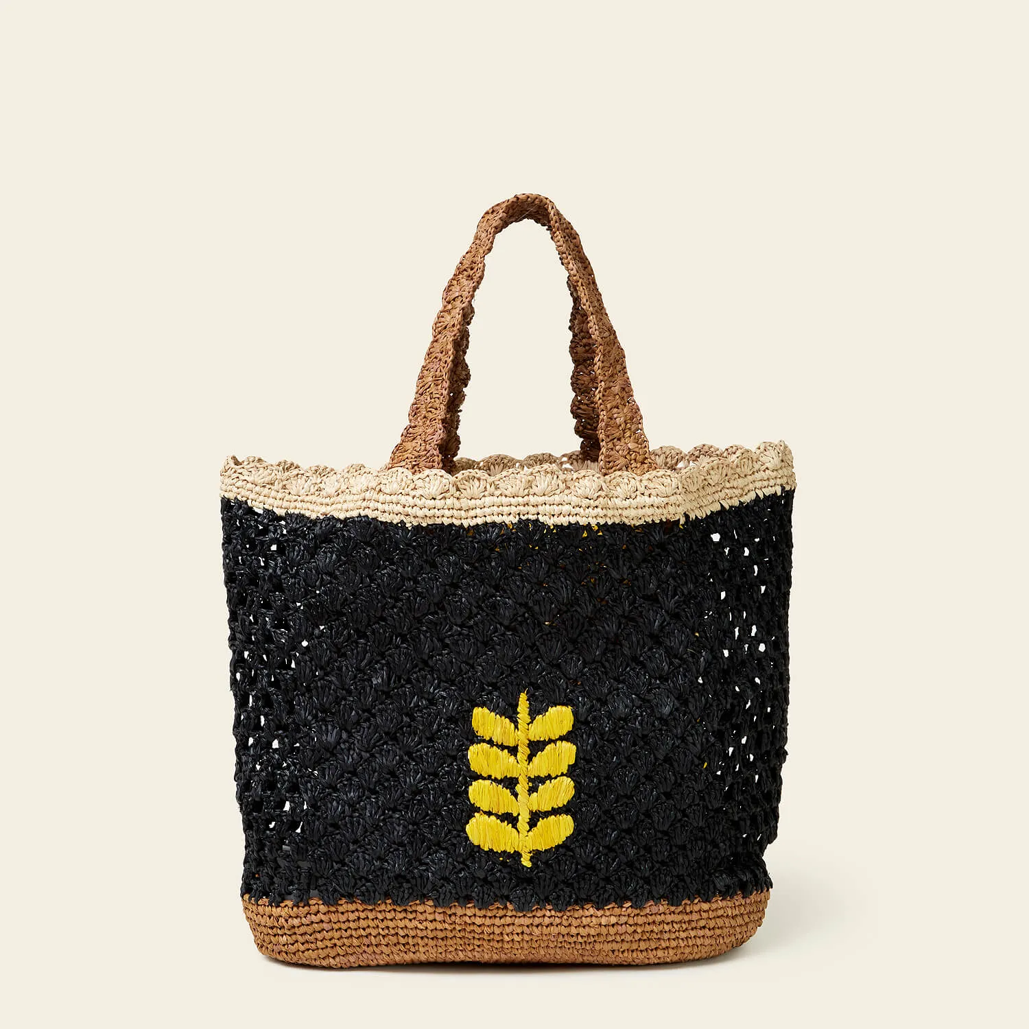 Raffia Basket Bag - Pear