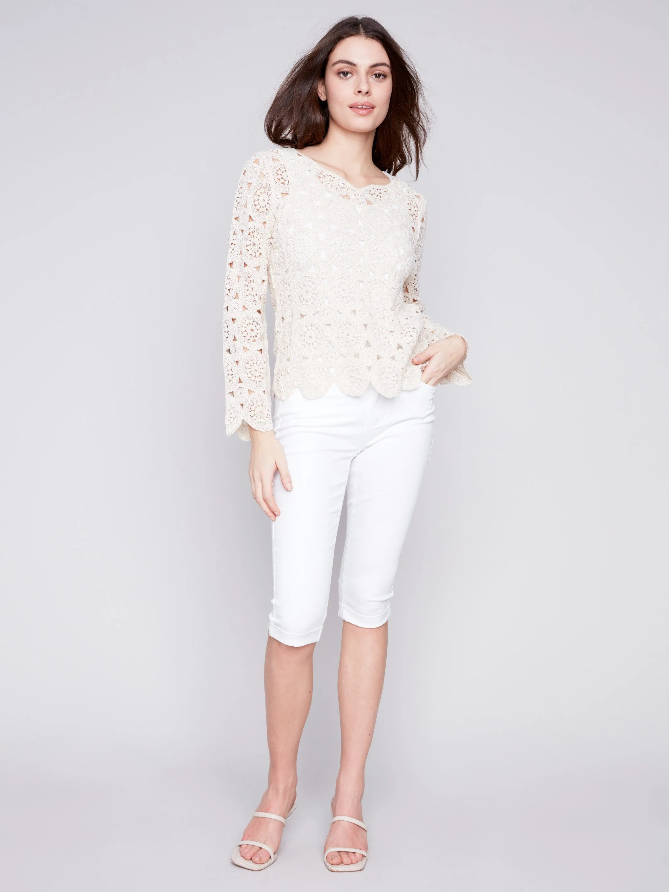 Scalloped Crochet Top - Natural