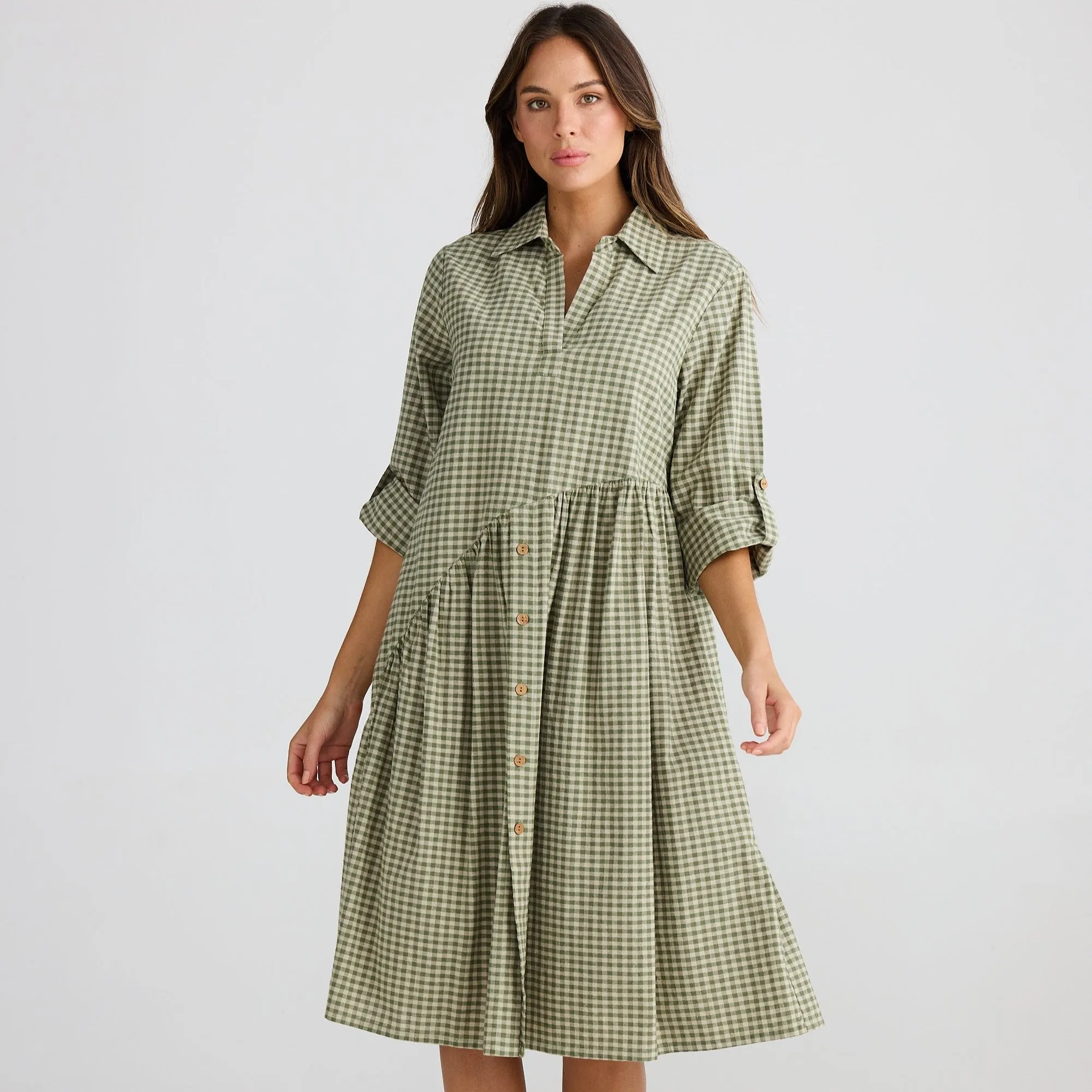 Shanty Havana Dress Sage Check