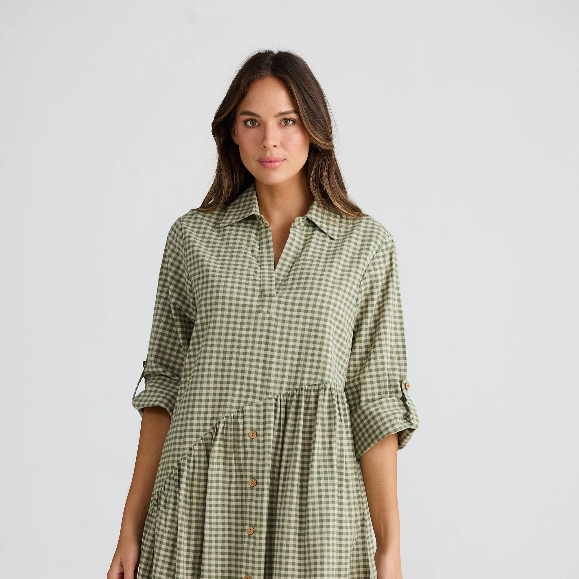 Shanty Havana Dress Sage Check