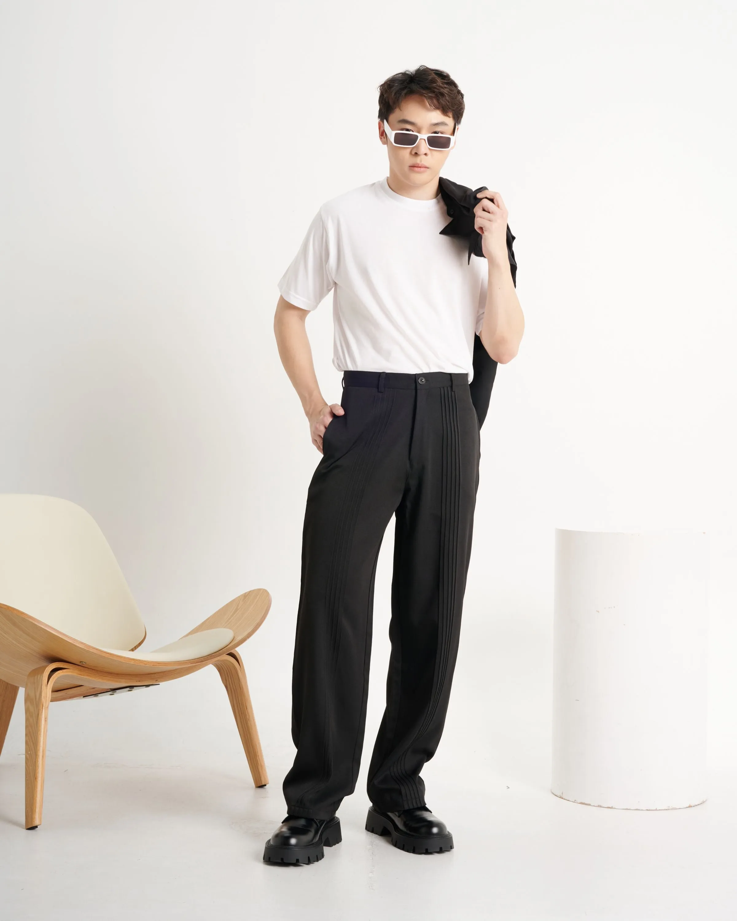 So Neat Pleat detail Korean Baggy Pants