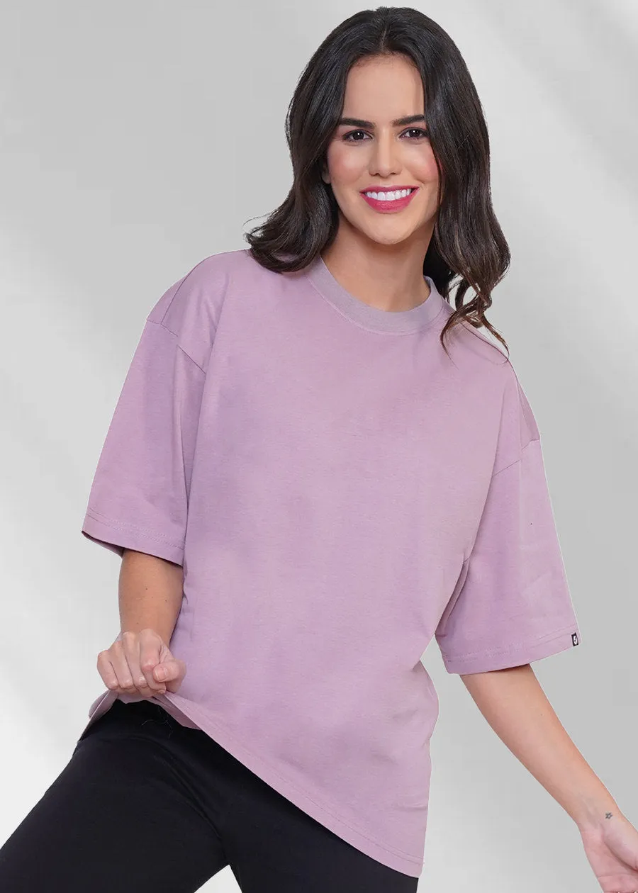 Solid Women Oversized T-Shirt - Lilac