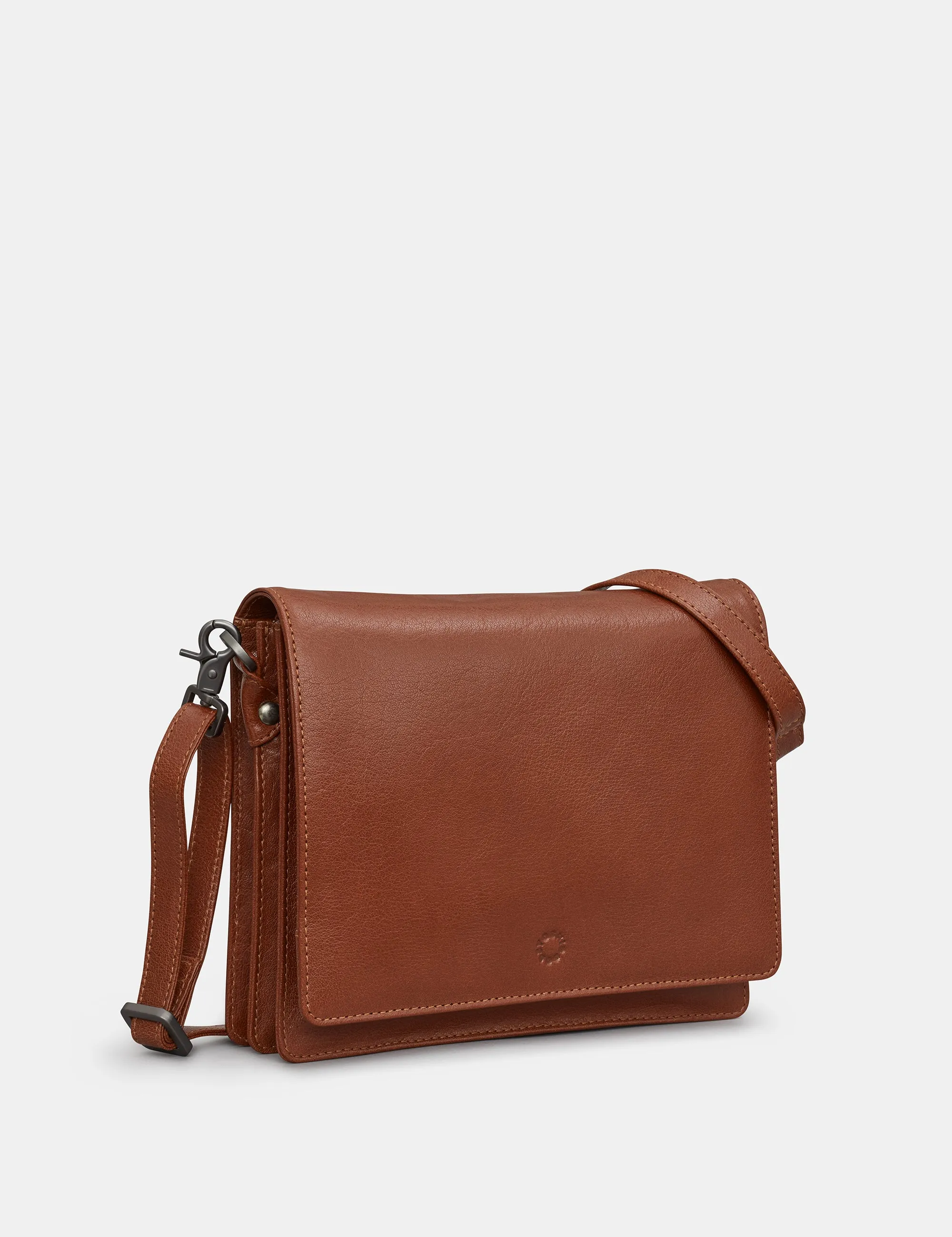 Stanton Brown Leather Flap Over Cross Body Bag