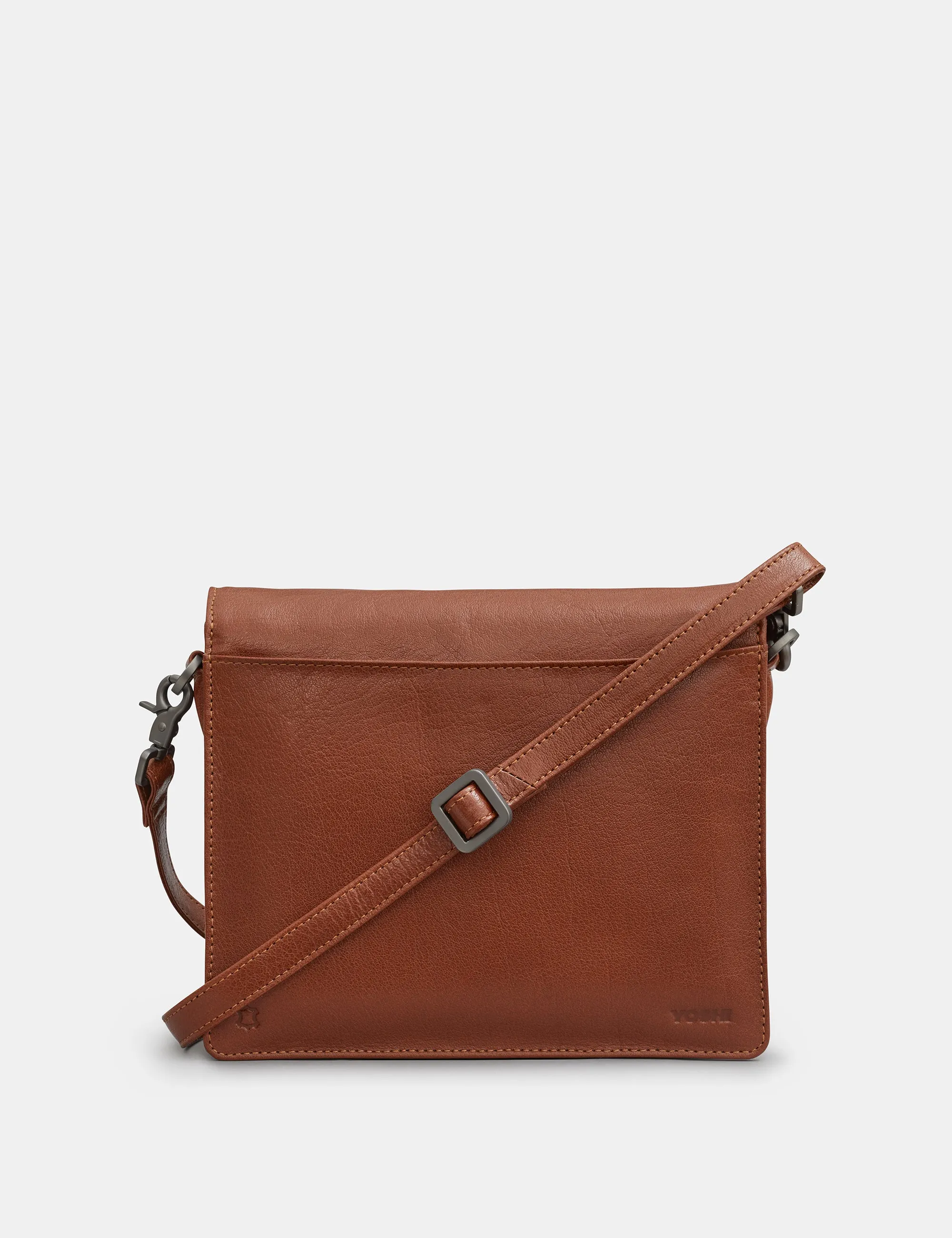 Stanton Brown Leather Flap Over Cross Body Bag