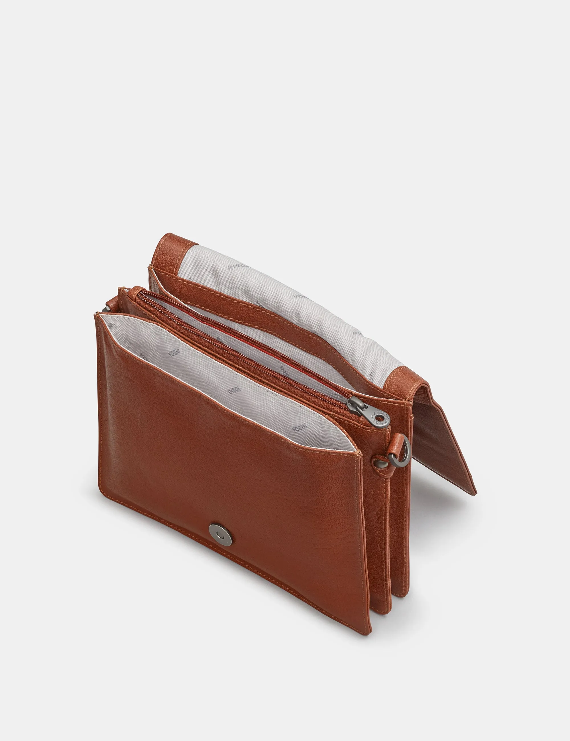 Stanton Brown Leather Flap Over Cross Body Bag