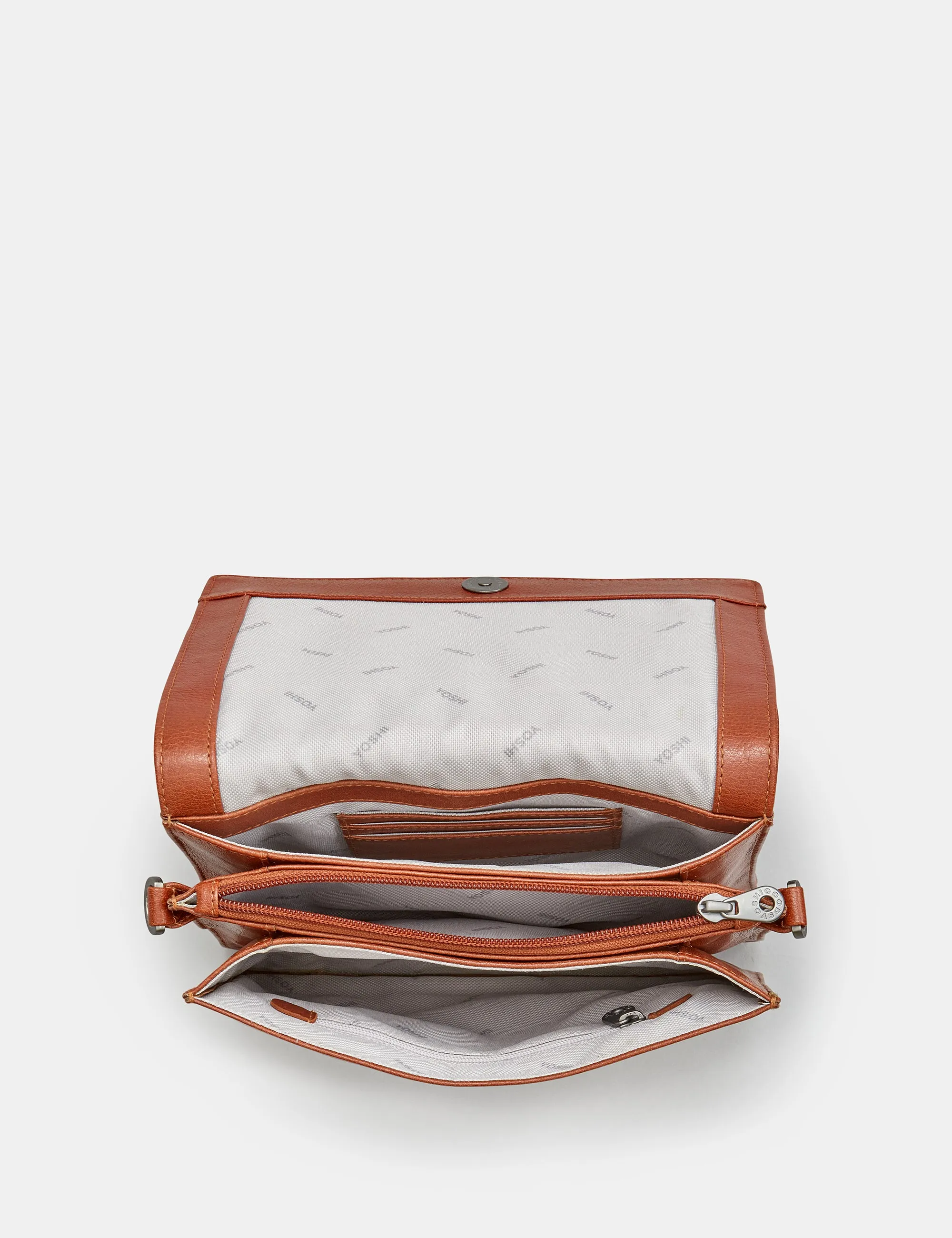 Stanton Brown Leather Flap Over Cross Body Bag